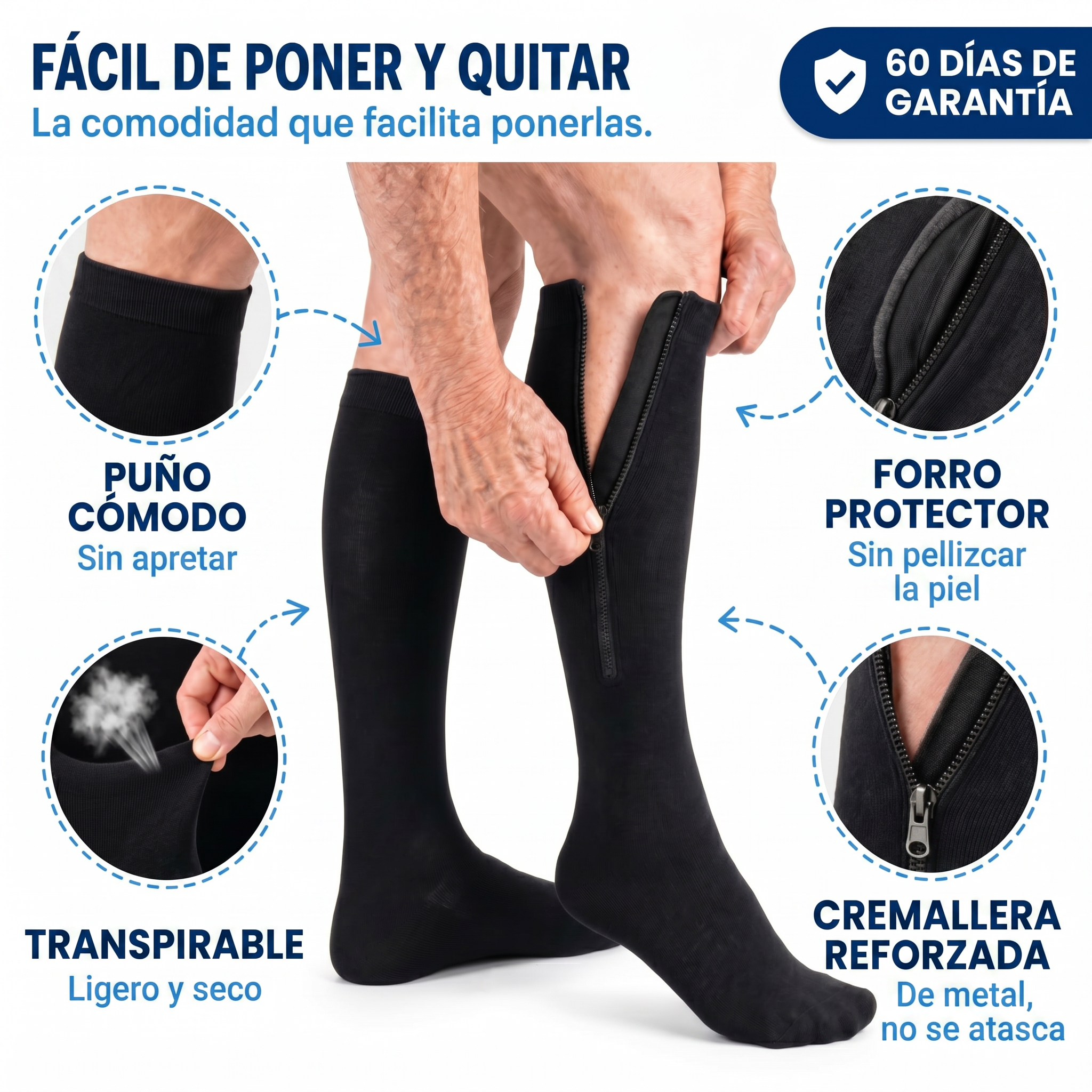 Medias de Compresión con Cremallera
